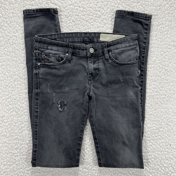 Diesel Skinzee Low Jeans Womens 26 (Actual 26x31) Distressed Stretch Grunge Punk - Picture 1 of 13